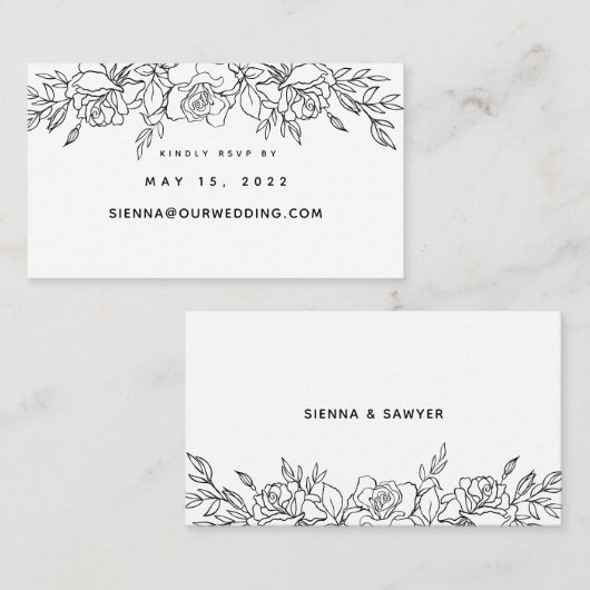 Posy van Rozen Bruiloft Online RSVP-kaart Visitekaartje (Voorkant / Achterkant)