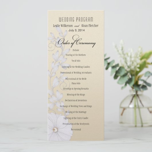 posy Wedding Programme - metallic champagne Programmakaart (Staand voorkant)