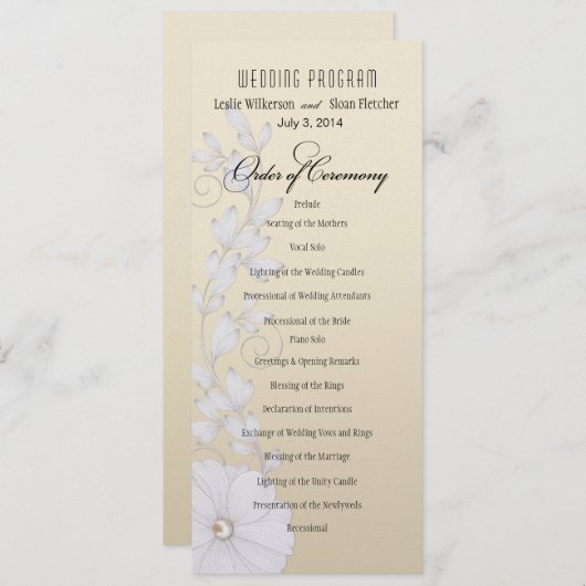 posy Wedding Programme - metallic champagne Programmakaart (Voorkant / Achterkant)