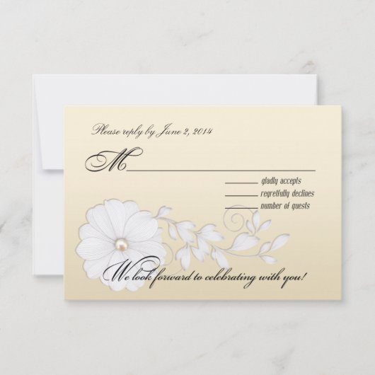  posy Wedding RSVP - metallic champagne Kaartje (Voorkant)