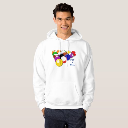 Pot A Ball Biljart Mannen Hoodie (Voorkant volledig)