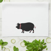 Pot Bellie Pig (rode linten) Theedoek (Gevouwen)