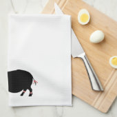 Pot Bellie Pig (rode linten) Theedoek (Quarter Fold)