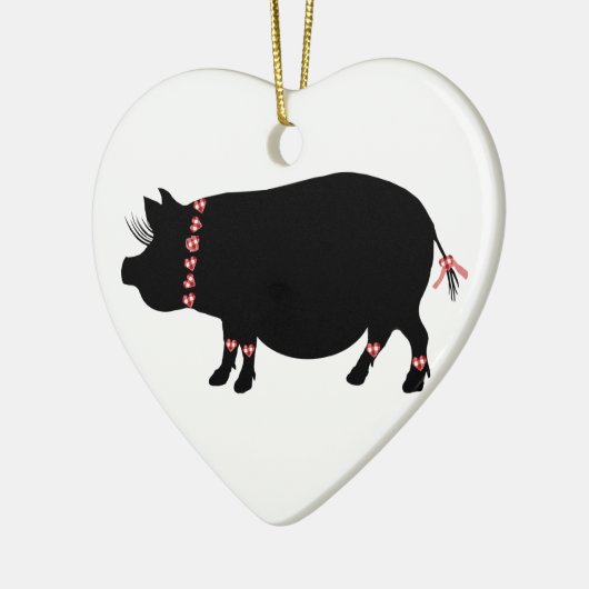 Pot Bellie Pig (rood) Keramisch Ornament (Links)