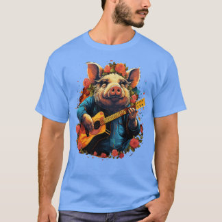 Pot Bellied Pig Spelen Gitaar T-shirt