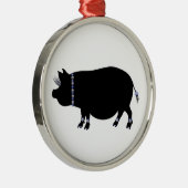 Pot Belly Pig Girl in Blue Metalen Ornament (Rechts)