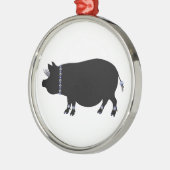 Pot Belly Pig Girl in Blue Metalen Ornament (Links)