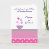 Pot Flowers Personalized 8th Wedding Jubileum Kaart (Voorkant)