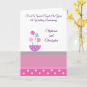 Pot Flowers Personalized 8th Wedding Jubileum Kaart (Gele Bloem)