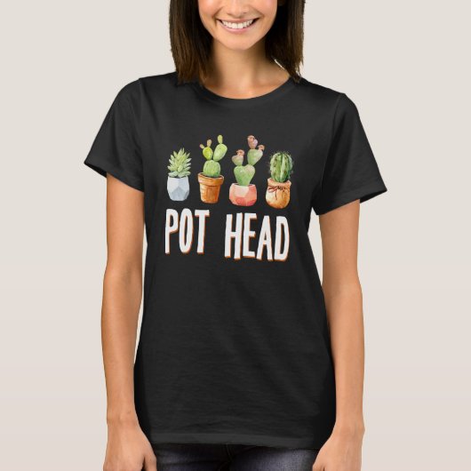 Pot Head Cactus Tuinier T-shirt (Voorkant)