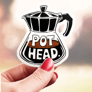 Pot Head Coffee Liefhebber Vinyl Sticker
