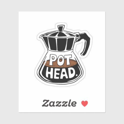 Pot Head Coffee Lover Vinyl Sticker (Vel)