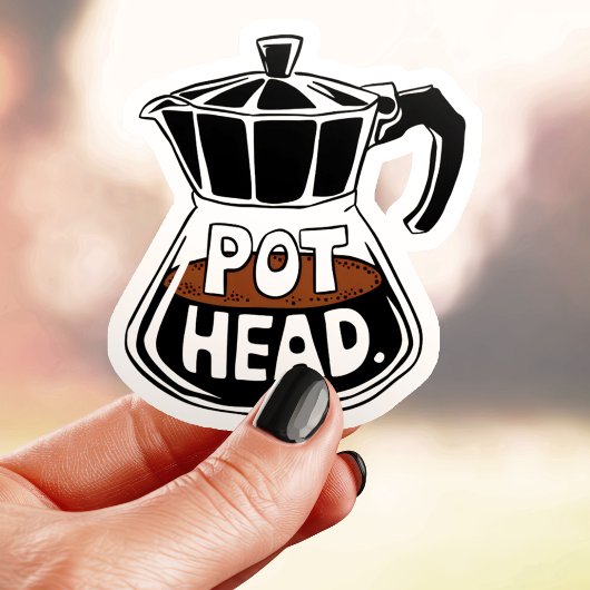 Pot Head Coffee Lover Vinyl Sticker