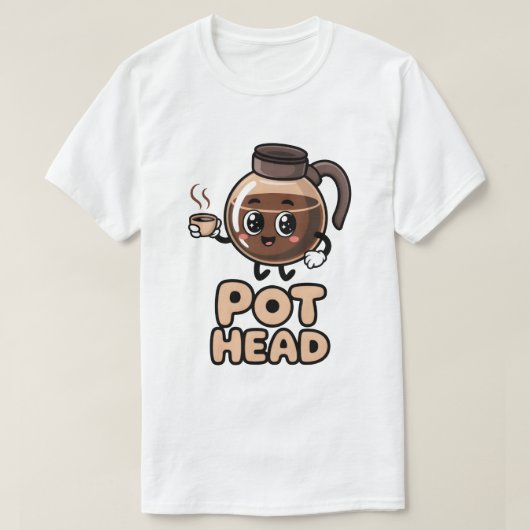 Pot Head Cute Kawaii Cafe Funny Coffee Lover Gift T-shirt (Design voorkant)