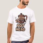 Pot Head Cute Kawaii Cafe Funny Coffee Lover Gift T-shirt (Voorkant)