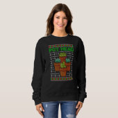 Pot Head Succulent Plant Cactus Funny Kerstmis Trui (Voorkant volledig)