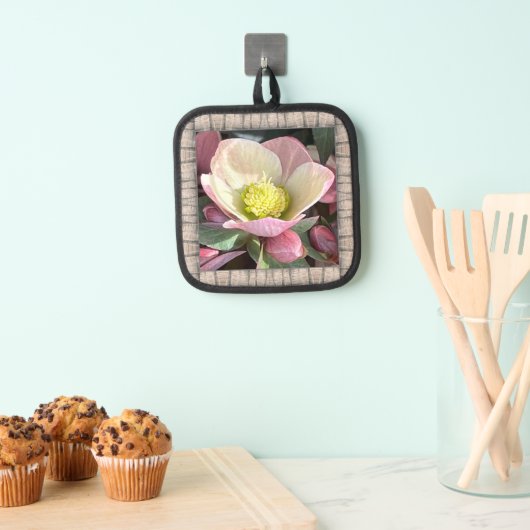 Pot Holder met Mooie Roze Hellebore Pannenlap (Insitu(Ophanging))