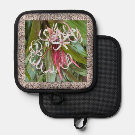 Pot Holder met Mooie Spider Lily Pannenlap (Voorkant / Achterkant)