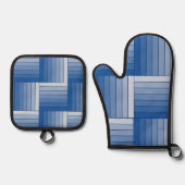 Pot Holder Set - Blauw Gearceerd Ribbon Weave (Voorkant)