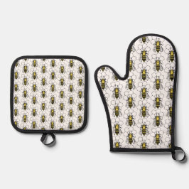 Pot Holder Set - Gele en Zwarte Bijen