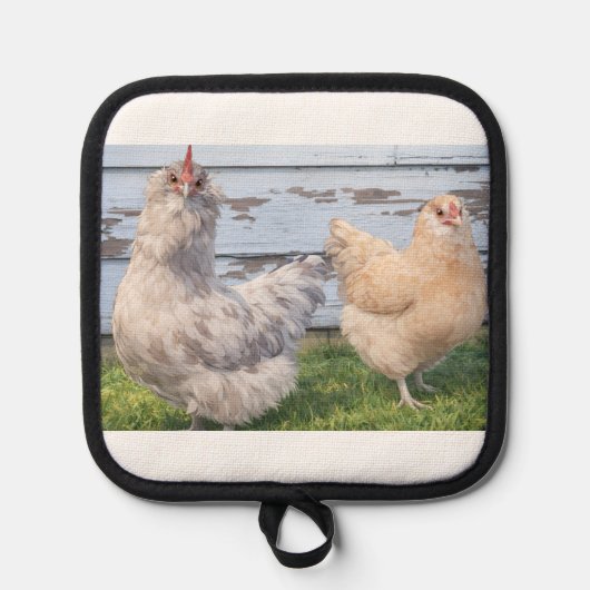 Pot Holder Two Chickens Farmhouse Pannenlap (Voorkant)