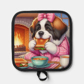 Pot Holder W / Saint Bernard kunstwerk Pannenlap (Voorkant)