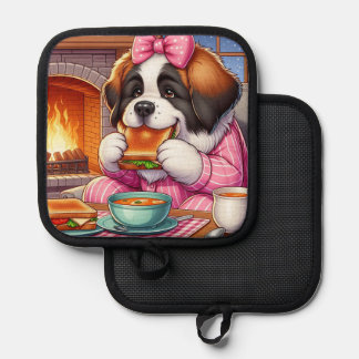 Pot Holder W / Saint Bernard kunstwerk Pannenlap