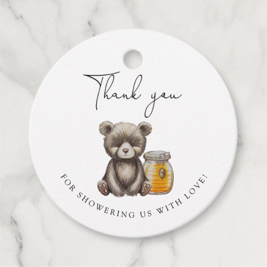 pot honing en teddybeer bedankt bedankjes labels (Voorkant)