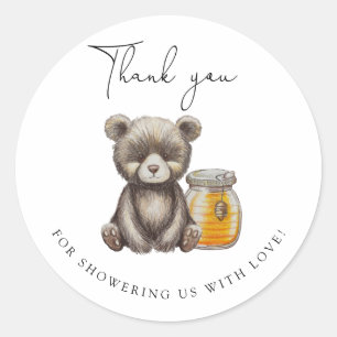 pot honing en teddybeer bedankt ronde sticker