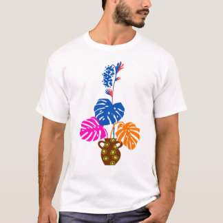 Pot kleurrijk plant T-shirt ontwerp