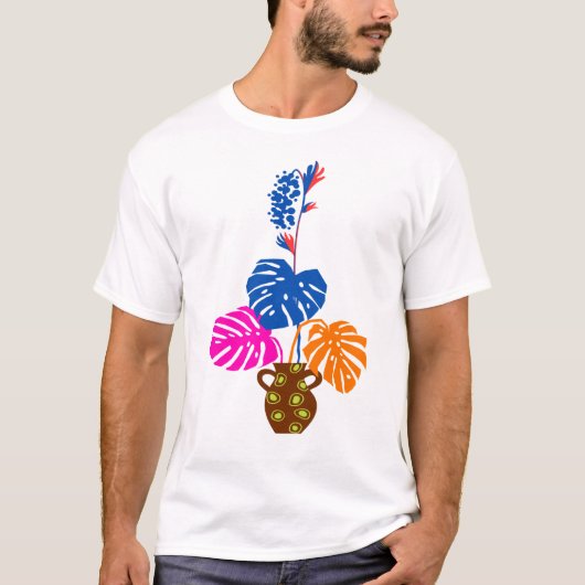 Pot kleurrijk plant T-shirt ontwerp (Voorkant)