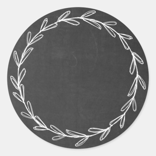 Pot/ Kruiden Blanke Hand Getekende Krans Krijtbord Ronde Sticker (Voorkant)