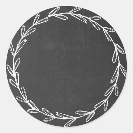 Pot/ Kruiden Krijtbord met de Hand Getekende Krans Ronde Sticker (Voorkant)