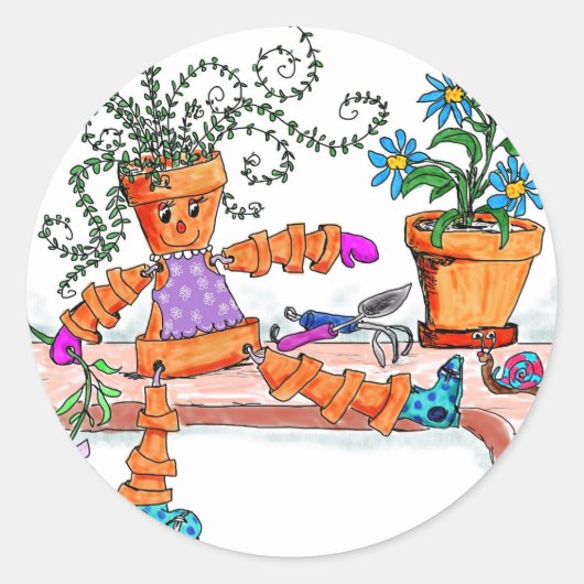 Pot lady ronde sticker (Voorkant)