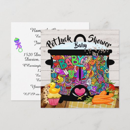 Pot Luck-Baby shower Kaart (Voorkant / Achterkant)