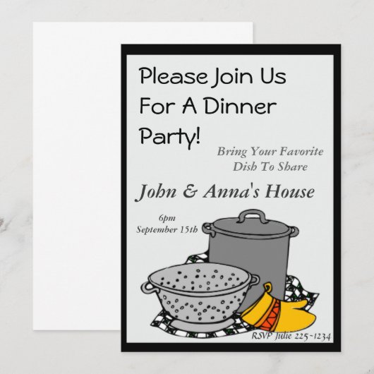 Pot Luck Dinner Kaart (Voorkant / Achterkant)