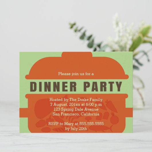 Pot Luck Dinner Party Uitnodiging (Staand voorkant)