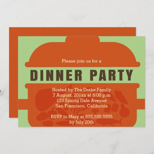 Pot Luck Dinner Party Uitnodiging (Voorkant / Achterkant)
