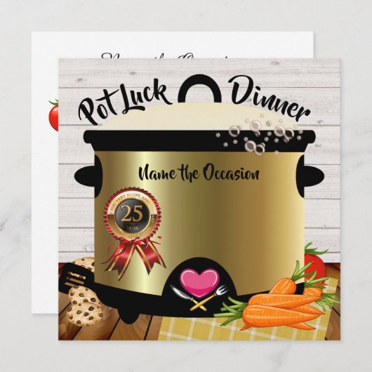 Pot Luck Jubileum Invitation versie 1 Kaart (Voorkant / Achterkant)