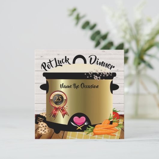 Pot Luck Jubileum Uitnodiging Versie 1 (Staand voorkant)