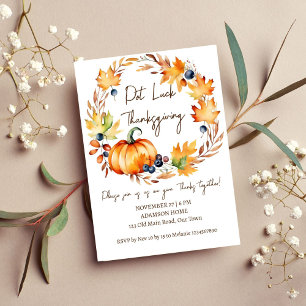 Pot Luck Thanksgiving diner party sjabloon Kaart