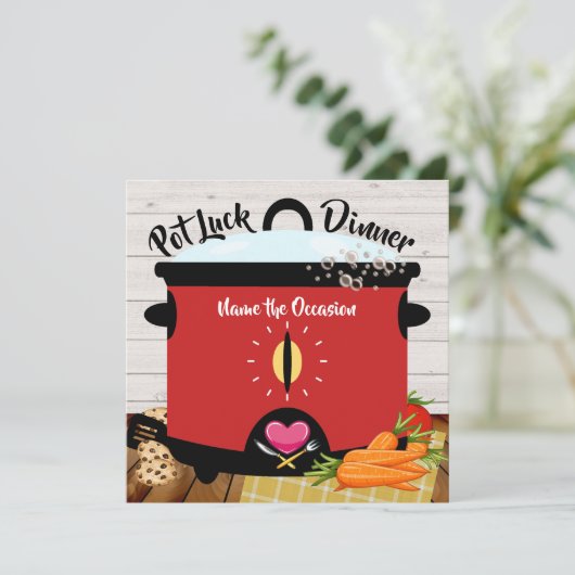 Pot Luck Uitnodiging (Staand voorkant)