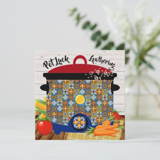 Pot Luck Uitnodiging (Staand voorkant)