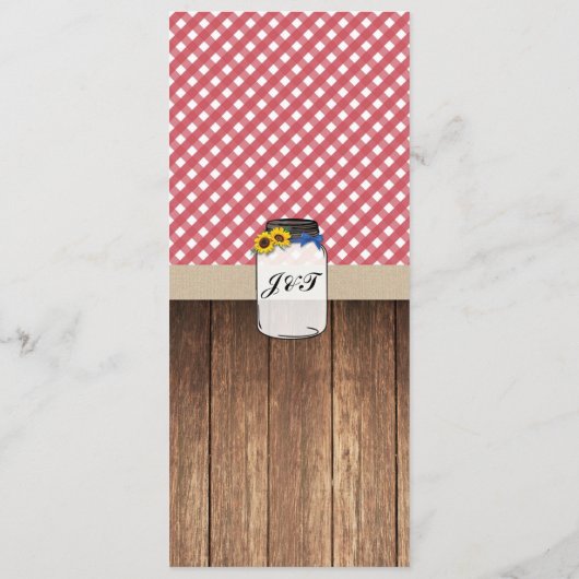 Pot Menu Trouwreceptie Rode Check Sunflower (Achterkant)