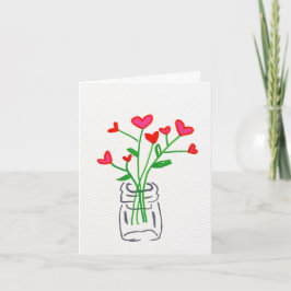 Pot met bloemhartjes Valentijnskaart Bedankkaart