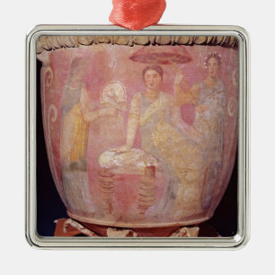 Pot met een plek waar vrouwen zwemmen metalen ornament
