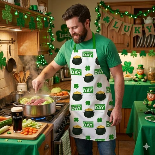Pot met Goud Gelukkig Ierse St. Patricks Dag Schort