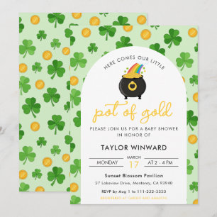 Pot met goud St. Patrick's Day baby shower Kaart