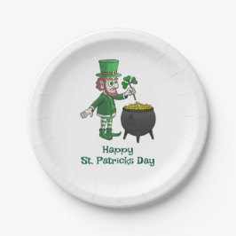 Pot met goud van de Leprechaun voor St. Patrick's Papieren Bordje