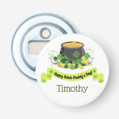 Pot met goud van St. Patrick's Day Button Flesopener (Voorkant)